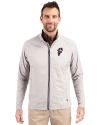 Ohio State Brutus Vintage Cutter & Buck Adapt Eco Knit Hybrid Recycled Mens Big & Tall Full Zip Jacket Polished Medium Gray Front Thumbnail Image