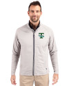 Tulane Green Wave College Vault Cutter & Buck Adapt Eco Knit Hybrid Recycled Mens Big & Tall Full Zip Jacket Polished Medium Gray Front Thumbnail Image