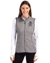 Utah State Aggies College Vault Cutter & Buck Mainsail Sweater Knit Womens Full Zip Vest Polished Heather Front Thumbnail Image