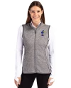 Kansas Jayhawks College Vault Cutter & Buck Mainsail Sweater Knit Womens Full Zip Vest Polished Heather Front Thumbnail Image