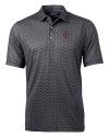 Southern Illinois Salukis College Vault Cutter & Buck Pike Banner Print Stretch Mens Big & Tall Polo Black Mannequin Thumbnail Image