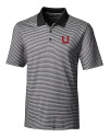 Utah Utes College Vault Cutter & Buck Forge Tonal Stripe Stretch Mens Big and Tall Polo Black Mannequin Thumbnail Image