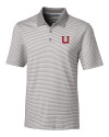Utah Utes College Vault Cutter & Buck Forge Tonal Stripe Stretch Mens Big and Tall Polo Polished Medium Gray Mannequin Thumbnail Image