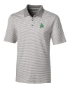 View image 9: Marshall Thundering Herd College Vault Cutter & Buck Forge Tonal Stripe Stretch Mens Big and Tall Polo Polished Medium Gray Mannequin