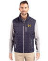 Michigan Wolverines College Vault Cutter & Buck Rainier PrimaLoft® Mens Eco Insulated Full Zip Puffer Vest Dark Navy/Silver Front Thumbnail Image