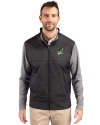 Portland State Vikings College Vault Cutter & Buck Stealth Hybrid Quilted Mens Big and Tall Full Zip Windbreaker Jacket Black Front Thumbnail Image