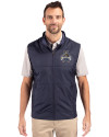 Utah State Aggies College Vault Cutter & Buck Stealth Hybrid Quilted Mens Windbreaker Vest Liberty Navy Front Thumbnail Image