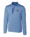 Illinois Fighting Illini College Vault Cutter & Buck Stealth Heathered Quarter Zip Mens Pullover Tour Blue Mannequin Thumbnail Image