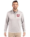 View image 4: Utah Utes College Vault Cutter & Buck Stealth Heathered Mens Quarter Zip Polished Medium Gray Front