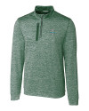 Tulane Green Wave College Vault Cutter & Buck Stealth Heathered Quarter Zip Mens Pullover Hunter Green Mannequin Thumbnail Image