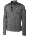 View image 3: New Mexico State Aggies College Vault Cutter & Buck Stealth Heathered Mens Quarter Zip Elemental Grey Mannequin