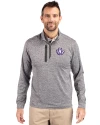 Texas Christian Horned Frogs College Vault Cutter & Buck Stealth Heathered Quarter Zip Mens Pullover Elemental Grey Front Thumbnail Image
