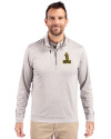 Northern Arizona Lumberjacks College Vault Cutter & Buck Stealth Heathered Quarter Zip Mens Pullover Polished Medium Gray Front Thumbnail Image
