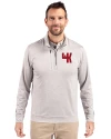 Western Kentucky Hilltoppers College Vault Cutter & Buck Stealth Heathered Quarter Zip Mens Pullover Polished Medium Gray Front Thumbnail Image