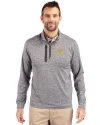 Michigan Wolverines College Vault Cutter & Buck Stealth Heathered Quarter Zip Mens Pullover Elemental Grey Front Thumbnail Image