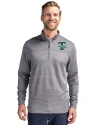 Tulane Green Wave College Vault Cutter & Buck Traverse Stretch Eco Stripe Quarter Zip Mens Pullover Elemental Grey Front Thumbnail Image