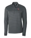 Louisville Cardinals College Vault Cutter & Buck Traverse Stretch Eco Stripe Quarter Zip Mens Pullover Elemental Grey Mannequin Thumbnail Image