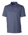 Michigan Wolverines College Vault Cutter & Buck Forge Heathered Stretch Mens Polo Indigo Heather Mannequin Thumbnail Image