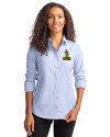 Northern Arizona Lumberjacks College Vault Cutter & Buck Stretch Oxford Womens Long Sleeve Dress Shirt Light Blue Front Thumbnail Image