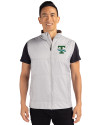 Tulane Green Wave College Vault Cutter & Buck Stealth Hybrid Quilted Mens Big and Tall Windbreaker Vest Polished Medium Gray Front Thumbnail Image