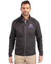 Northwestern Wildcats College Vault Cutter & Buck Mainsail Sweater-Knit Mens Full Zip Jacket Charcoal Heather Front Thumbnail Image