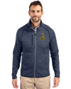 Northern Arizona Lumberjacks College Vault Cutter & Buck Mainsail Sweater-Knit Mens Full Zip Jacket Liberty Navy Heather Front Thumbnail Image