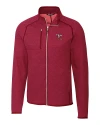 Louisville Cardinals College Vault Cutter & Buck Mainsail Sweater-Knit Mens Full Zip Jacket Cardinal Red Heather Mannequin Thumbnail Image