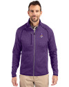 East Carolina (ECU) Pirates College Vault Cutter & Buck Mainsail Sweater-Knit Mens Full Zip Jacket College Purple Heather Front Thumbnail Image