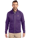East Carolina (ECU) Pirates College Vault Cutter & Buck Mainsail Sweater-Knit Mens Full Zip Jacket College Purple Heather Front Thumbnail Image
