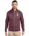 Southern Illinois Salukis College Vault Cutter & Buck Mainsail Sweater-Knit Mens Full Zip Jacket Bordeaux Heather Front Thumbnail Image