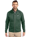 Portland State Vikings College Vault Cutter & Buck Mainsail Sweater-Knit Mens Full Zip Jacket Hunter Heather Front Thumbnail Image