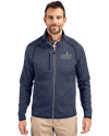 Old Dominion Monarchs College Vault Cutter & Buck Mainsail Sweater-Knit Mens Full Zip Jacket Liberty Navy Heather Front Thumbnail Image