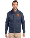 Virginia Hoos College Vault Cutter & Buck Mainsail Sweater-Knit Mens Full Zip Jacket Liberty Navy Heather Front Thumbnail Image