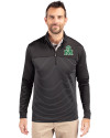 Marshall Thundering Herd College Vault Cutter & Buck Traverse Stretch Eco Stripe Quarter Zip Mens Big and Tall Pullover Black Front Thumbnail Image