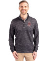 Washington State Cougars College Vault Cutter & Buck Traverse Stretch Eco Camo Print Quarter Zip Mens Pullover Black Front Thumbnail Image