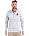 View image 4: Ohio State Brutus Vintage Cutter & Buck Traverse Recycled Smooth Stretch Mens Camo Quarter Zip Pullover Charcoal Front