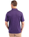 LSU Tigers College Vault Cutter & Buck Forge Pencil Stripe Stretch Mens Polo College Purple Back Thumbnail Image