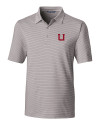 Utah Utes College Vault Cutter & Buck Forge Pencil Stripe Stretch Mens Polo Polished Medium Gray Mannequin Thumbnail Image