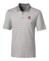 Louisville Cardinals College Vault Cutter & Buck Forge Tonal Stripe Stretch Mens Polo Polished Medium Gray Mannequin Thumbnail Image