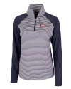 Gonzaga Bulldogs College Vault Cutter & Buck Forge Tonal Stripe Stretch Half Zip Womens Top Liberty Navy Mannequin Thumbnail Image