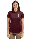 Southern Illinois Salukis College Vault Cutter & Buck Prospect Eco Textured Stretch Recycled Womens Short Sleeve Polo Bordeaux Front Thumbnail Image