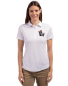 NC State Wolfpack College Vault Cutter & Buck Prospect Eco Textured Stretch Recycled Womens Short Sleeve Polo White Front Thumbnail Image