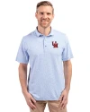 Ole Miss Rebels College Vault Cutter & Buck Virtue Eco Pique Botanical Print Recycled Mens Polo Atlas Light Blue Front Thumbnail Image