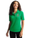 View image 4: Marshall Thundering Herd College Vault Cutter & Buck Virtue Recycled Featherlight Pique Womens Polo Kelly Green Front