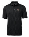 View image 3: Louisville Cardinals College Vault Cutter & Buck Virtue Recycled Tile Print Featherlight Pique Mens  Polo Black Mannequin