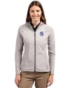 Fresno State Bulldogs College Vault Cutter & Buck Adapt Eco Knit Hybrid Recycled Womens Full Zip Jacket Polished Medium Gray Front Thumbnail Image