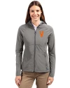 Virginia Hoos College Vault Cutter & Buck Adapt Eco Knit Hybrid Recycled Womens Full Zip Jacket Elemental Grey Front Thumbnail Image