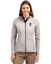 Villanova Wildcats College Vault Cutter & Buck Adapt Eco Knit Hybrid Recycled Womens Full Zip Jacket Polished Medium Gray Front Thumbnail Image