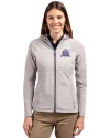 Northwestern Wildcats College Vault Cutter & Buck Adapt Eco Knit Hybrid Recycled Womens Full Zip Jacket Polished Medium Gray Front Thumbnail Image
