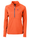 Virginia Tech Hokies College Vault Cutter & Buck Adapt Eco Knit Stretch Recycled Womens Half Zip Pullover College Orange Mannequin Thumbnail Image